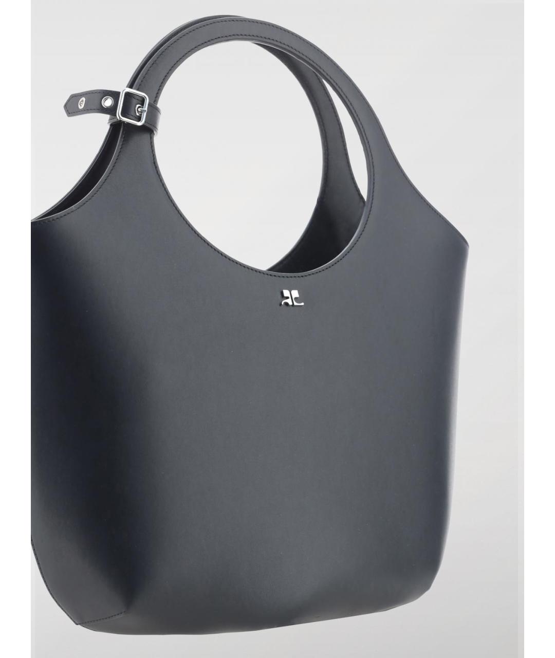 COURREGES Черная кожаная сумка тоут, фото 3