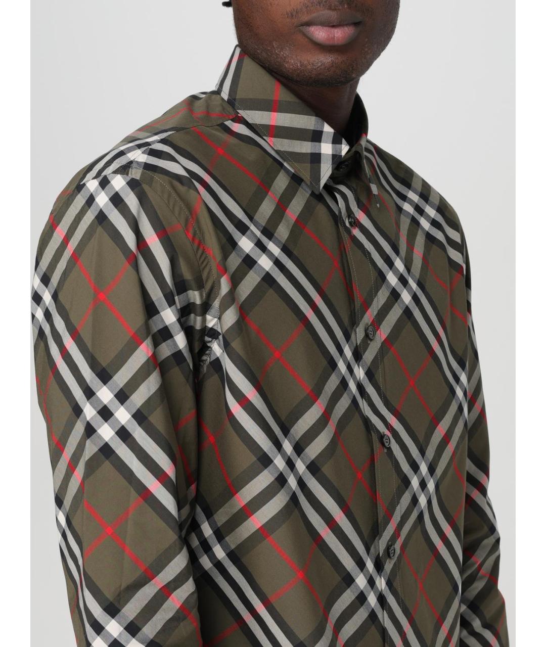 BURBERRY Хаки хлопковая кэжуал рубашка, фото 6
