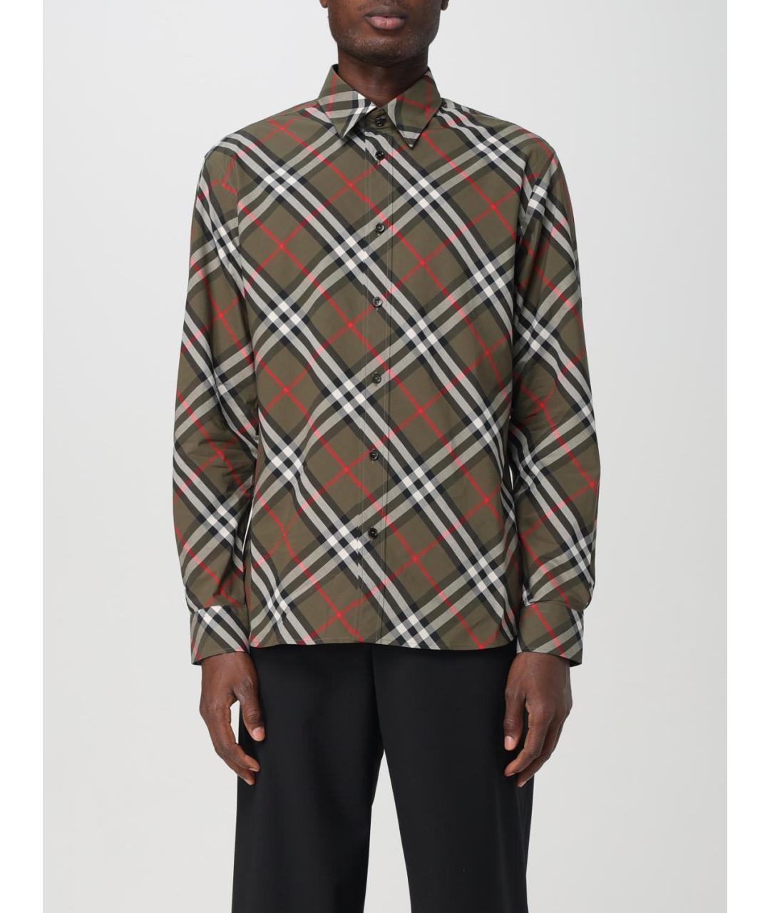 BURBERRY Хаки хлопковая кэжуал рубашка, фото 2