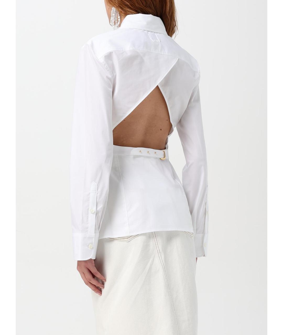 JACQUEMUS Белая хлопко-эластановая рубашка, фото 4