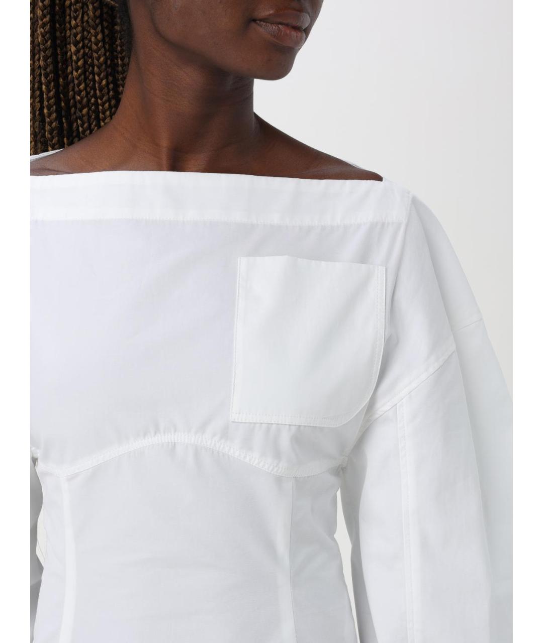 JACQUEMUS Белое хлопковое повседневное платье, фото 6