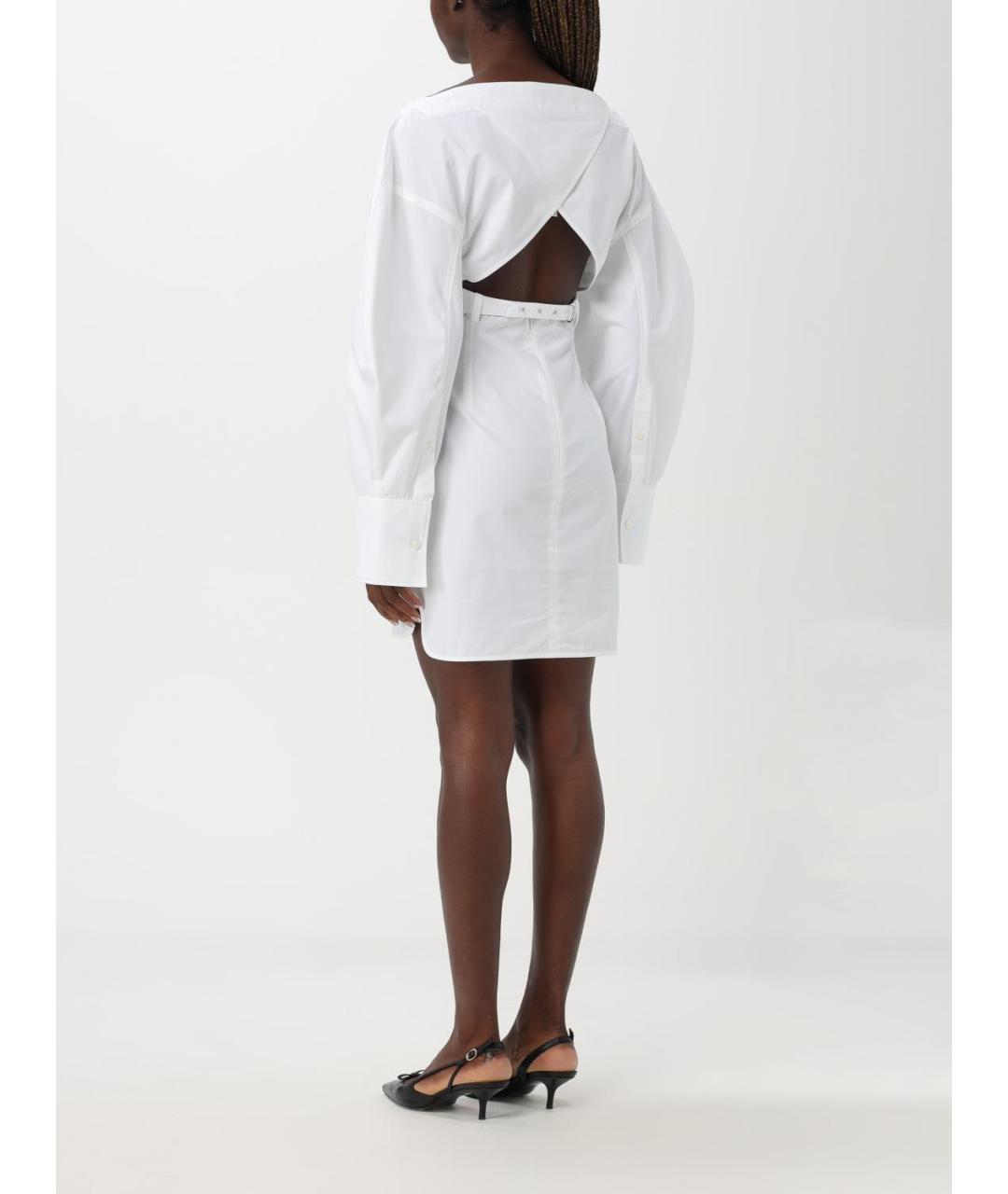 JACQUEMUS Белое хлопковое повседневное платье, фото 4