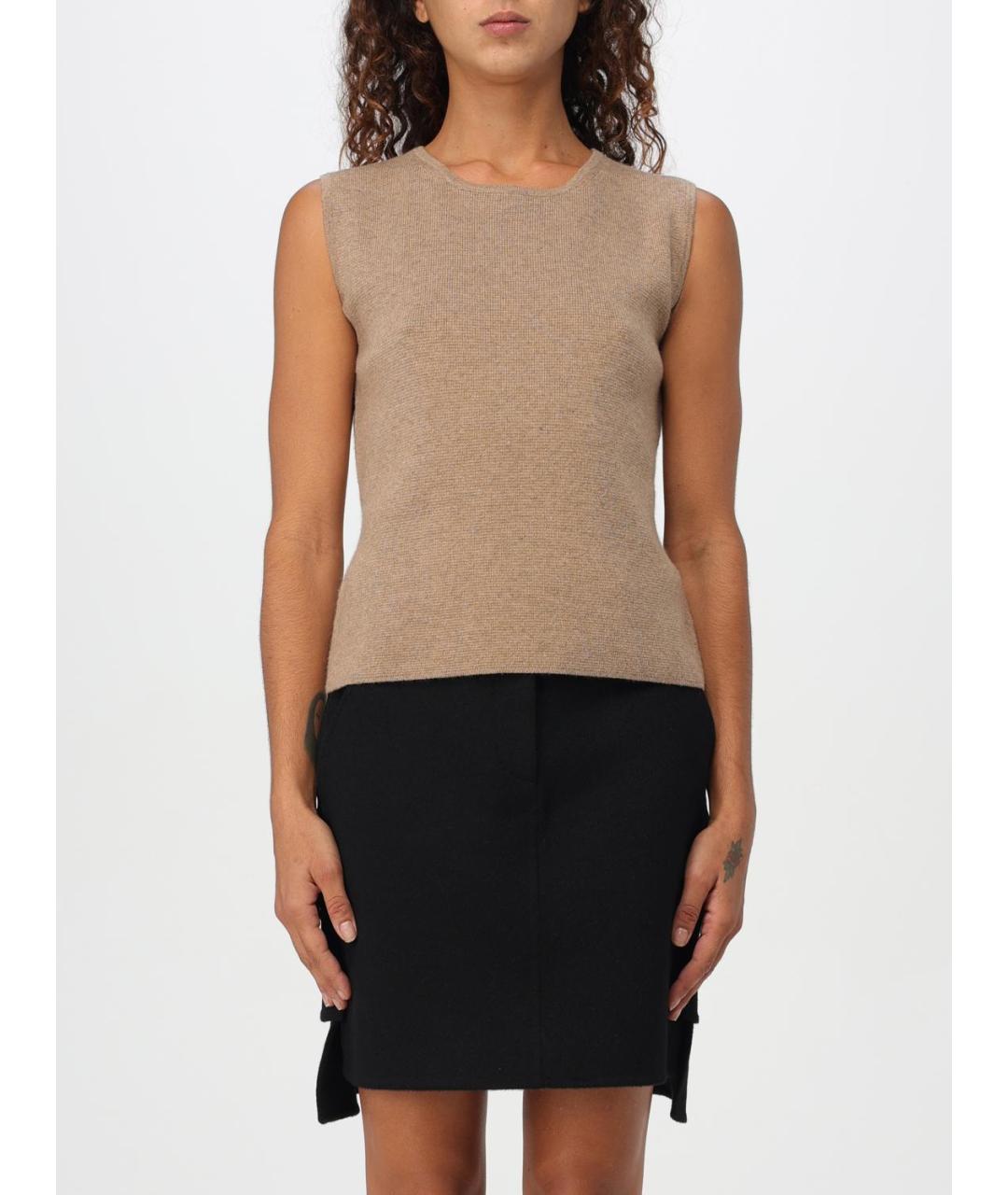 MAX MARA Бежевая шерстяная майка, фото 2