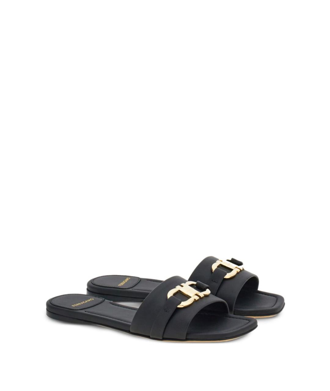 FERRAGAMO Черные шлепанцы, фото 4