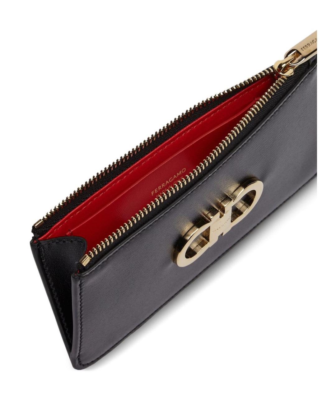 FERRAGAMO Черный кожаный кошелек, фото 3