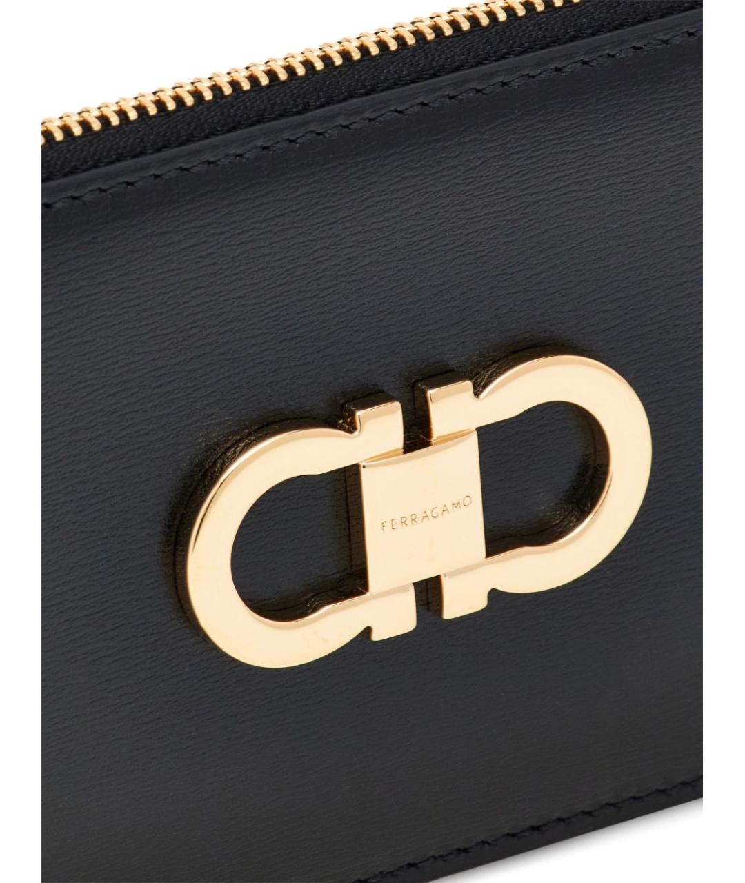 FERRAGAMO Черный кожаный кошелек, фото 4