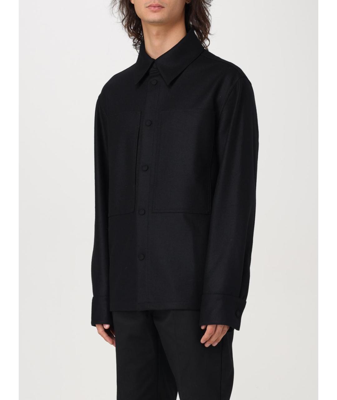 JIL SANDER Черная шерстяная кэжуал рубашка, фото 5