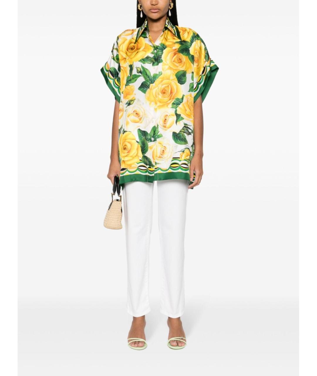 DOLCE&GABBANA Белые хлопко-эластановые прямые брюки, фото 3