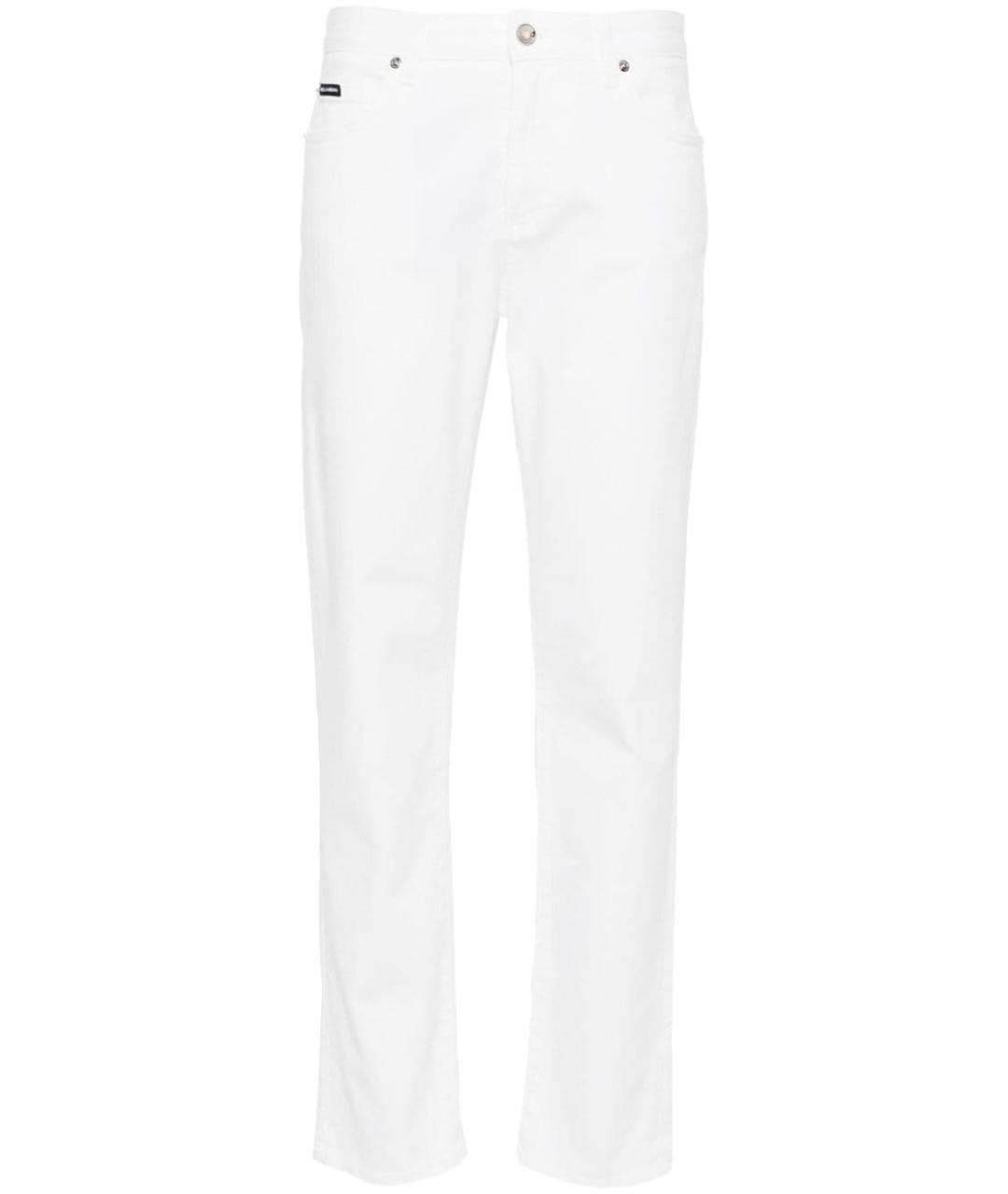 DOLCE&GABBANA Белые хлопко-эластановые прямые брюки, фото 1