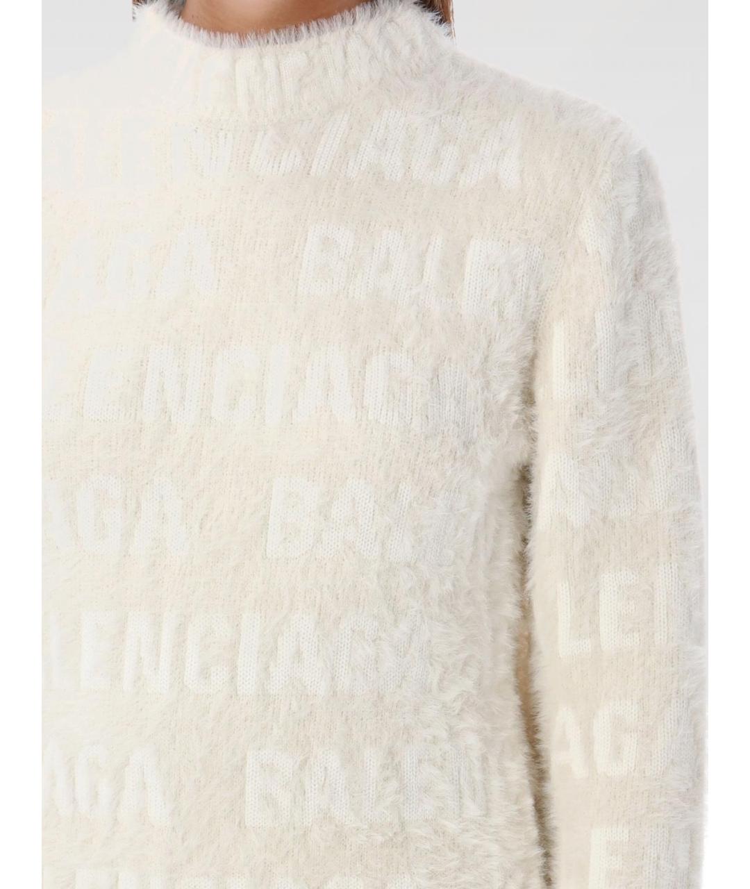 BALENCIAGA Белый шерстяной джемпер / свитер, фото 3