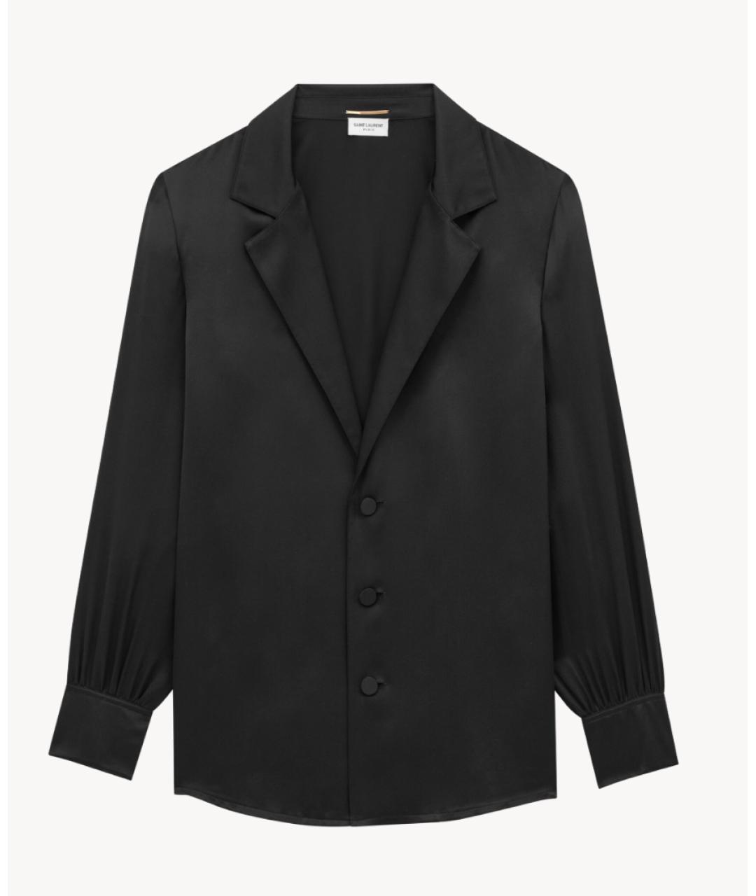 SAINT LAURENT Черная шелковая блузы, фото 8