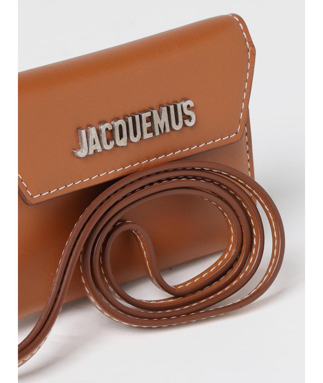 JACQUEMUS Коричневый кожаный кошелек, фото 4