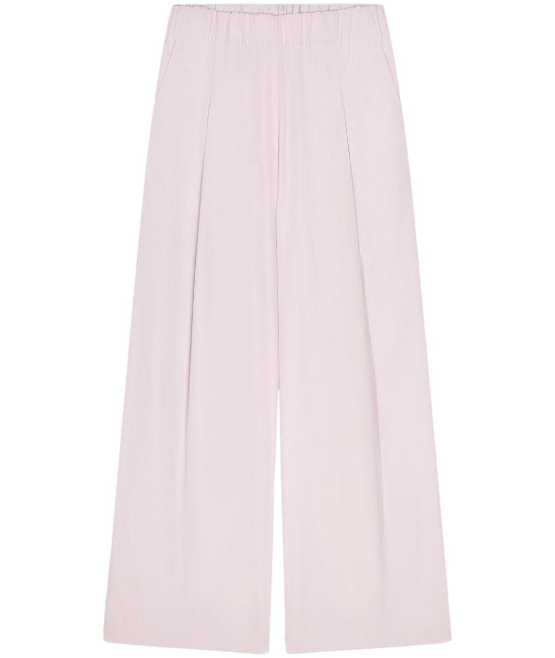 DRIES VAN NOTEN Розовые хлопковые прямые брюки, фото 1