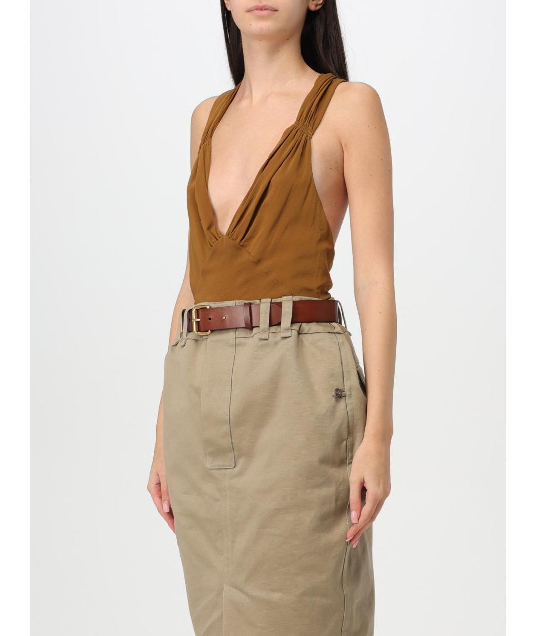 SAINT LAURENT Коричневое боди, фото 4
