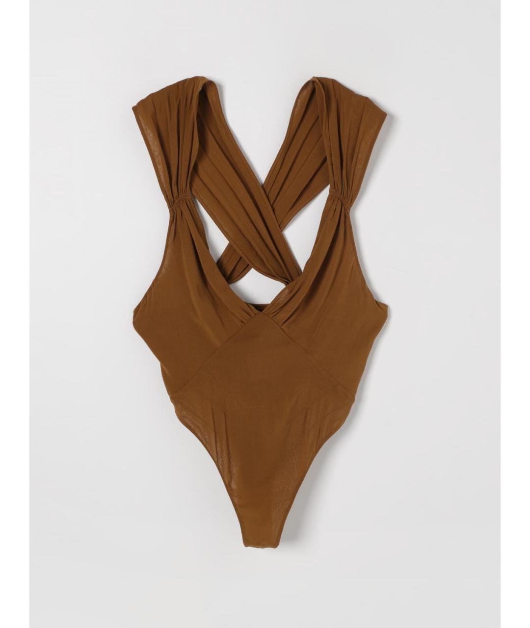 SAINT LAURENT Коричневое боди, фото 6