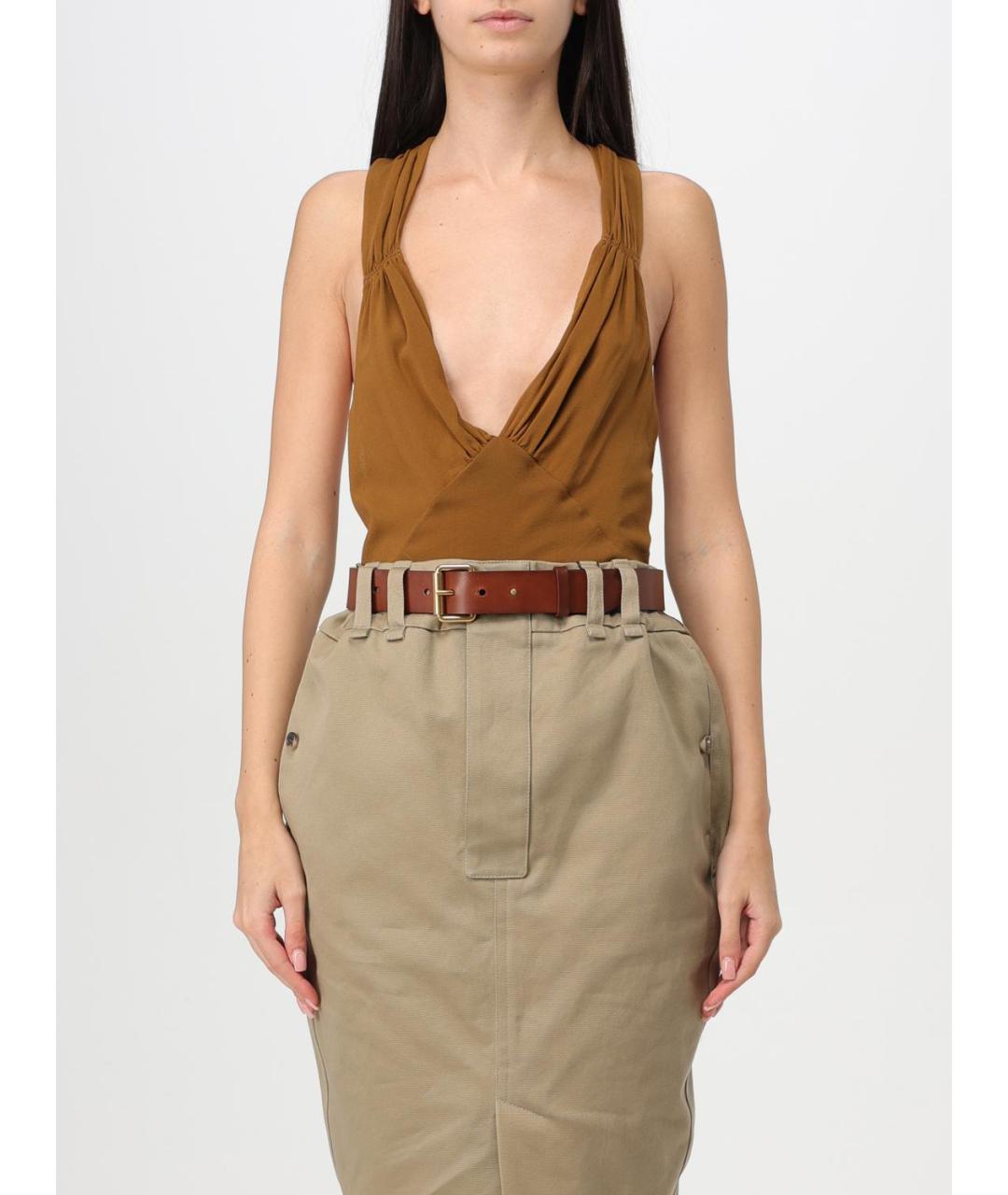 SAINT LAURENT Коричневое боди, фото 2