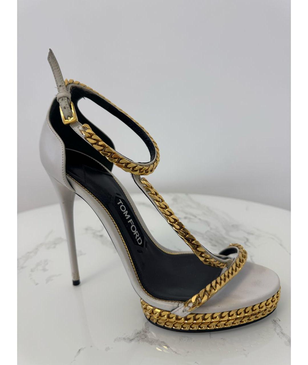 TOM FORD Белые кожаные босоножки, фото 2