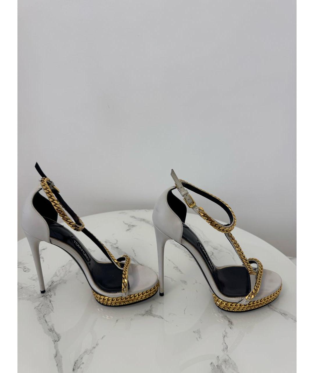 TOM FORD Белые кожаные босоножки, фото 6