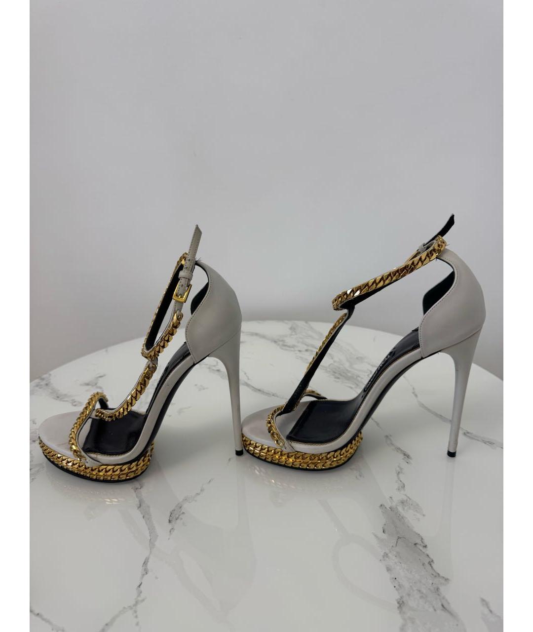 TOM FORD Белые кожаные босоножки, фото 5