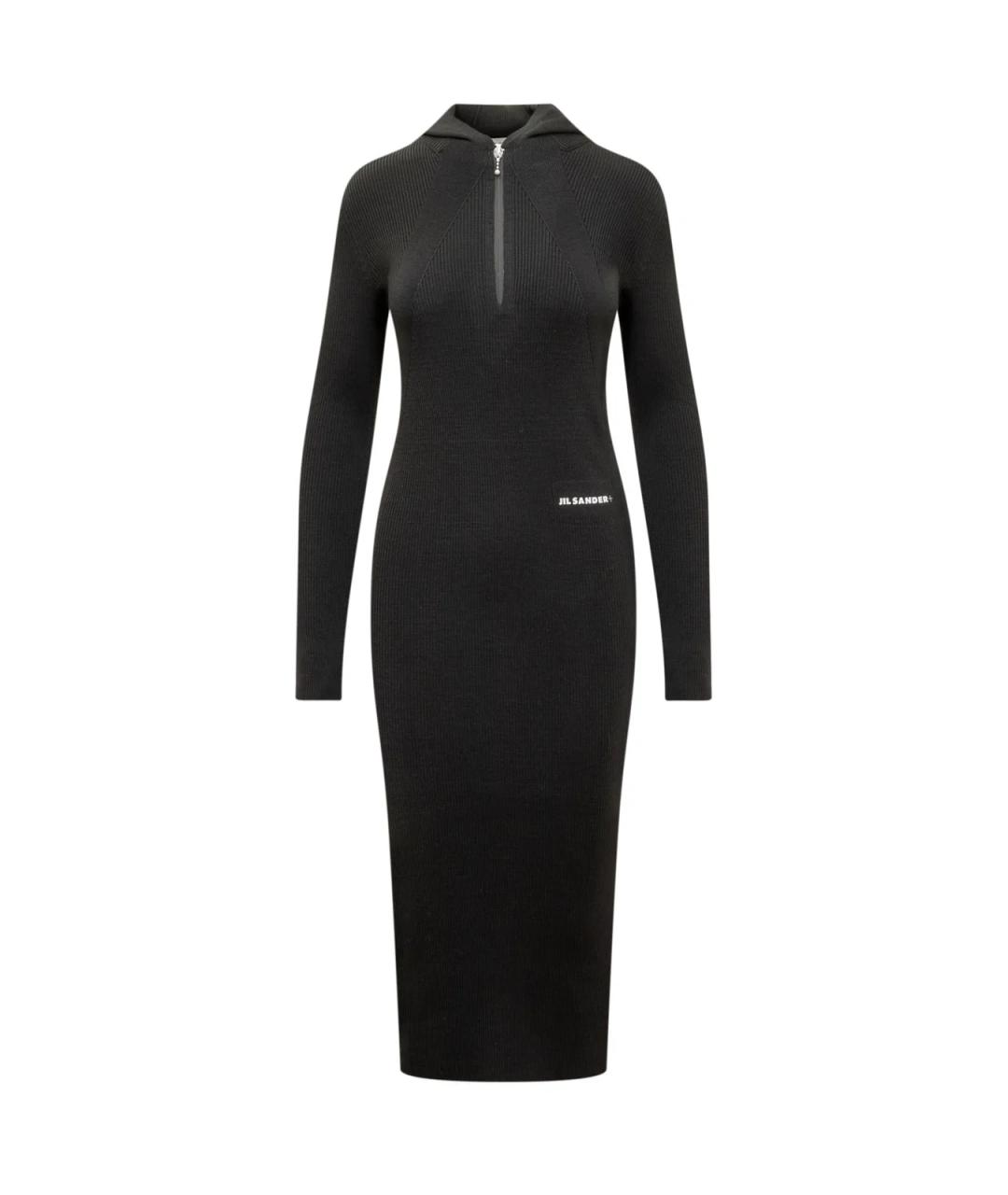 JIL SANDER Черное шерстяное повседневное платье, фото 1