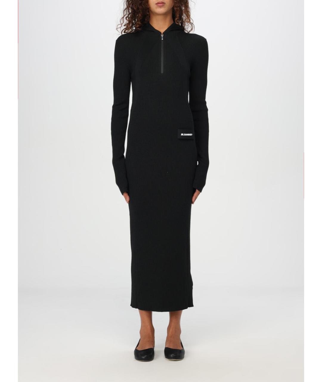 JIL SANDER Черное шерстяное повседневное платье, фото 2
