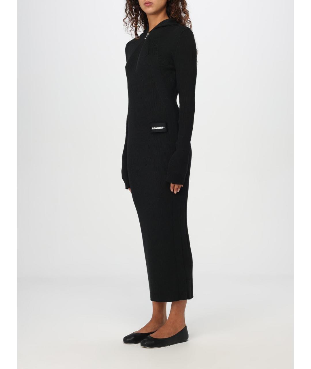 JIL SANDER Черное шерстяное повседневное платье, фото 4