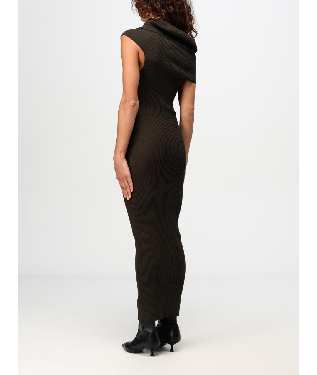 COURREGES Хаки вискозное повседневное платье, фото 3