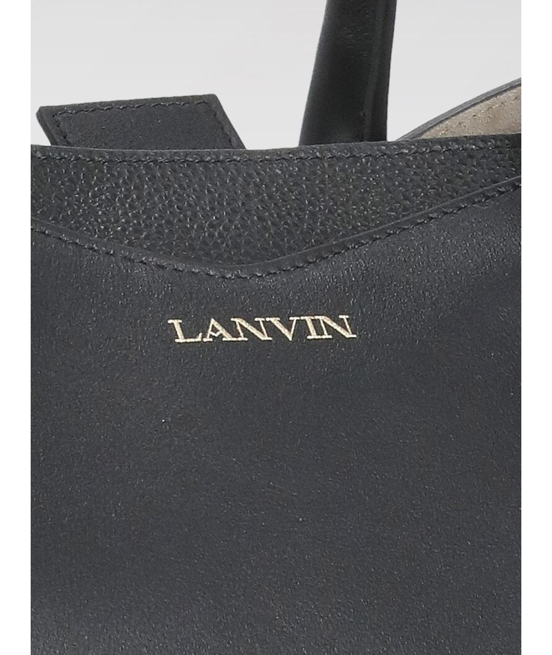 LANVIN Черная кожаная сумка тоут, фото 5