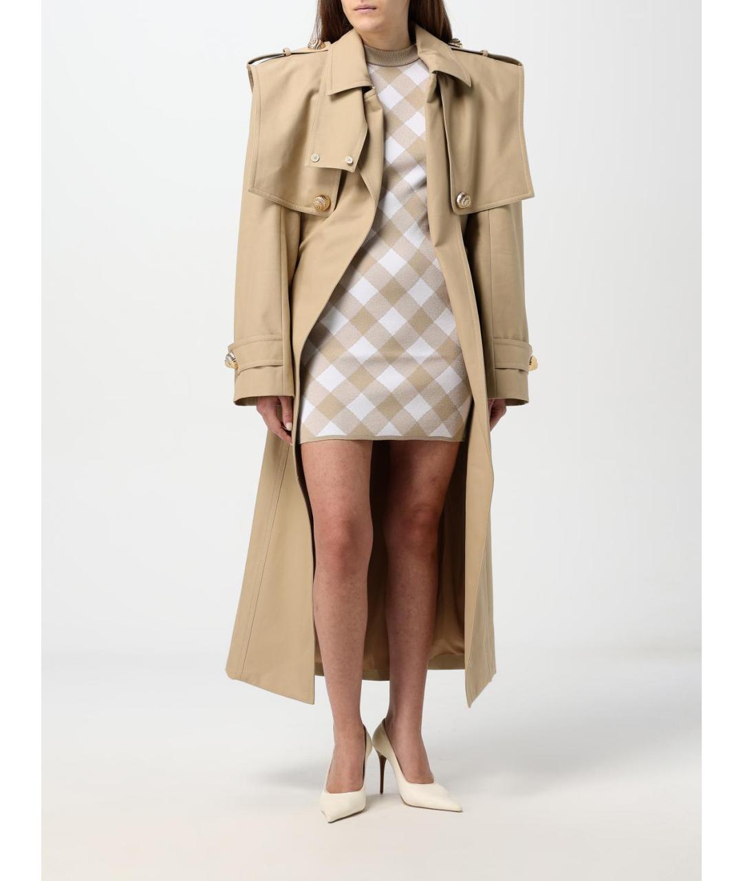 BALMAIN Бежевое вискозное повседневное платье, фото 3
