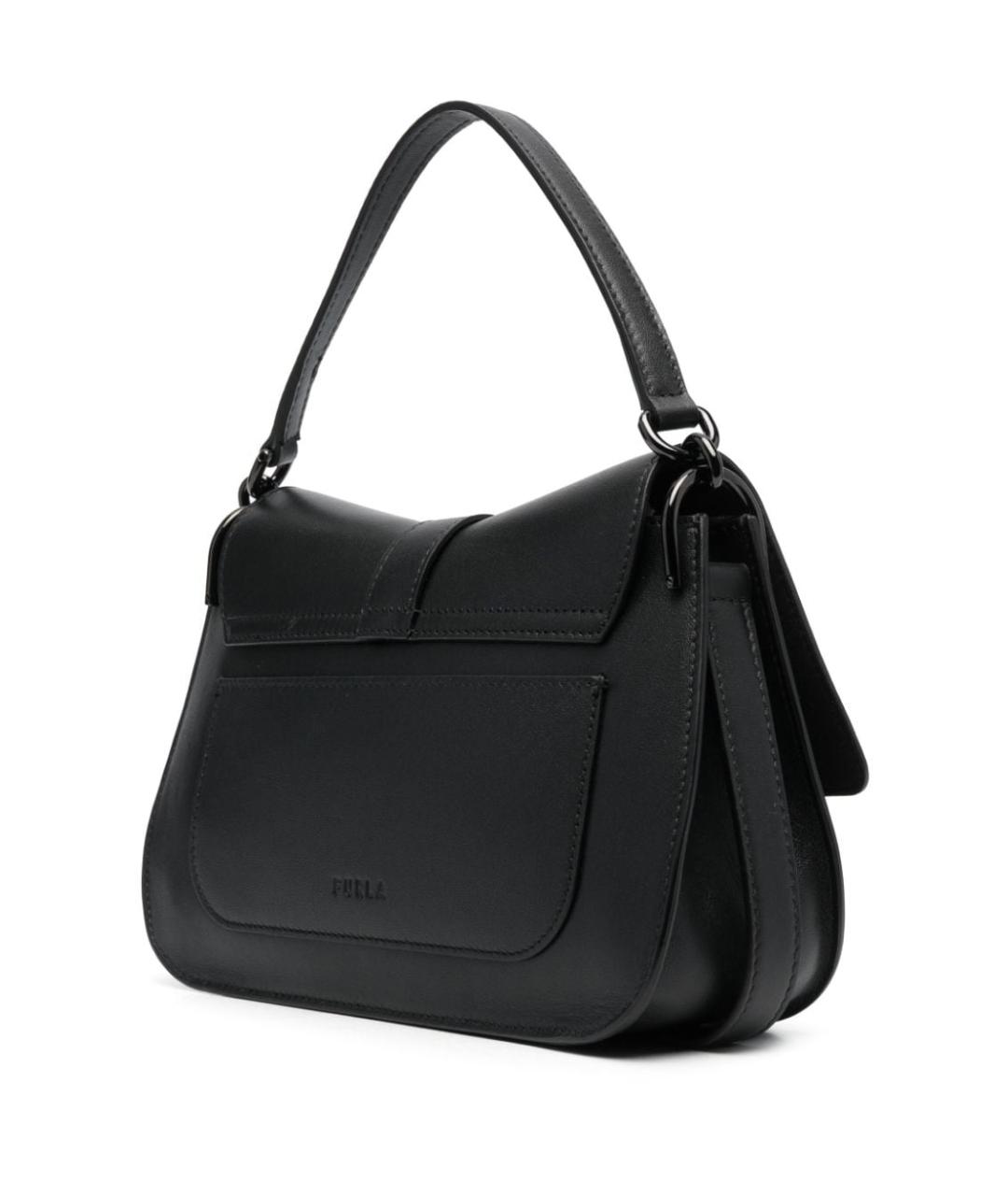 FURLA Черная кожаная сумка с короткими ручками, фото 4