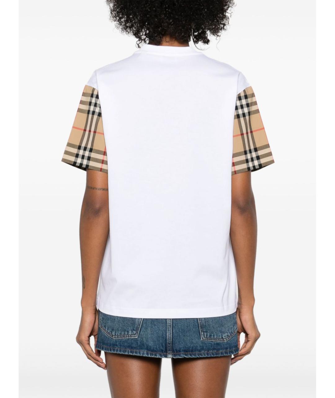 BURBERRY Белая хлопковая футболка, фото 4