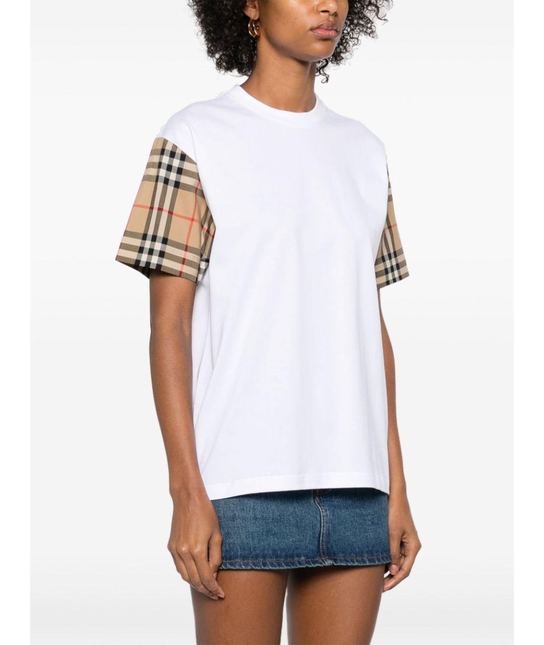 BURBERRY Белая хлопковая футболка, фото 3