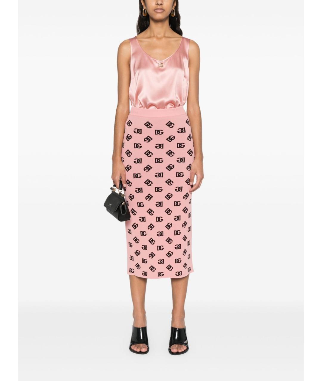 DOLCE&GABBANA Розовая юбка миди, фото 5