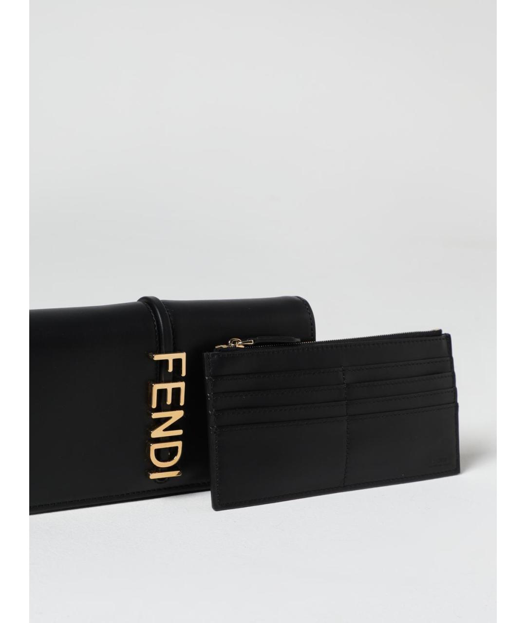FENDI Черная кожаная сумка с короткими ручками, фото 4