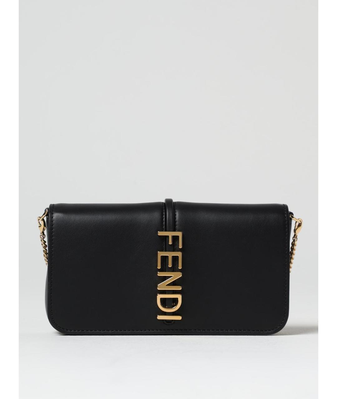 FENDI Черная кожаная сумка с короткими ручками, фото 6