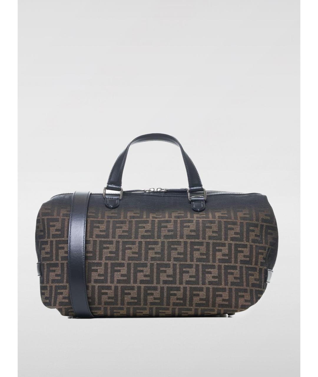 FENDI Коричневая тканевая сумка тоут, фото 4