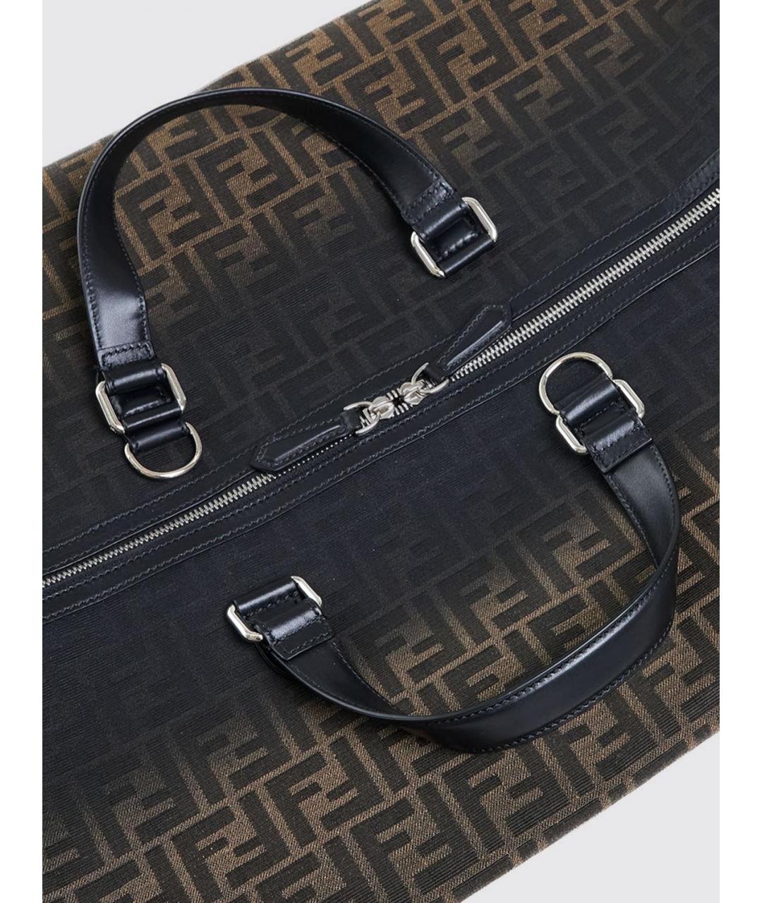 FENDI Коричневая тканевая сумка тоут, фото 3