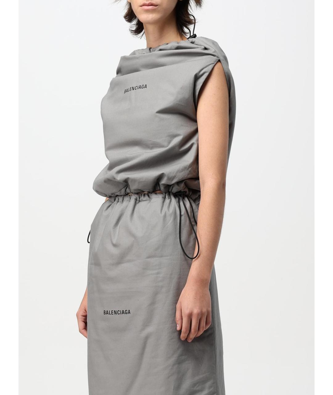 BALENCIAGA Серая хлопковая майка, фото 5