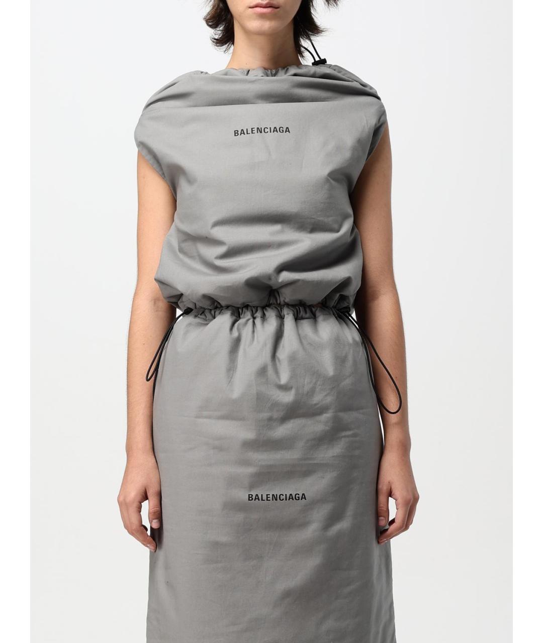 BALENCIAGA Серая хлопковая майка, фото 2