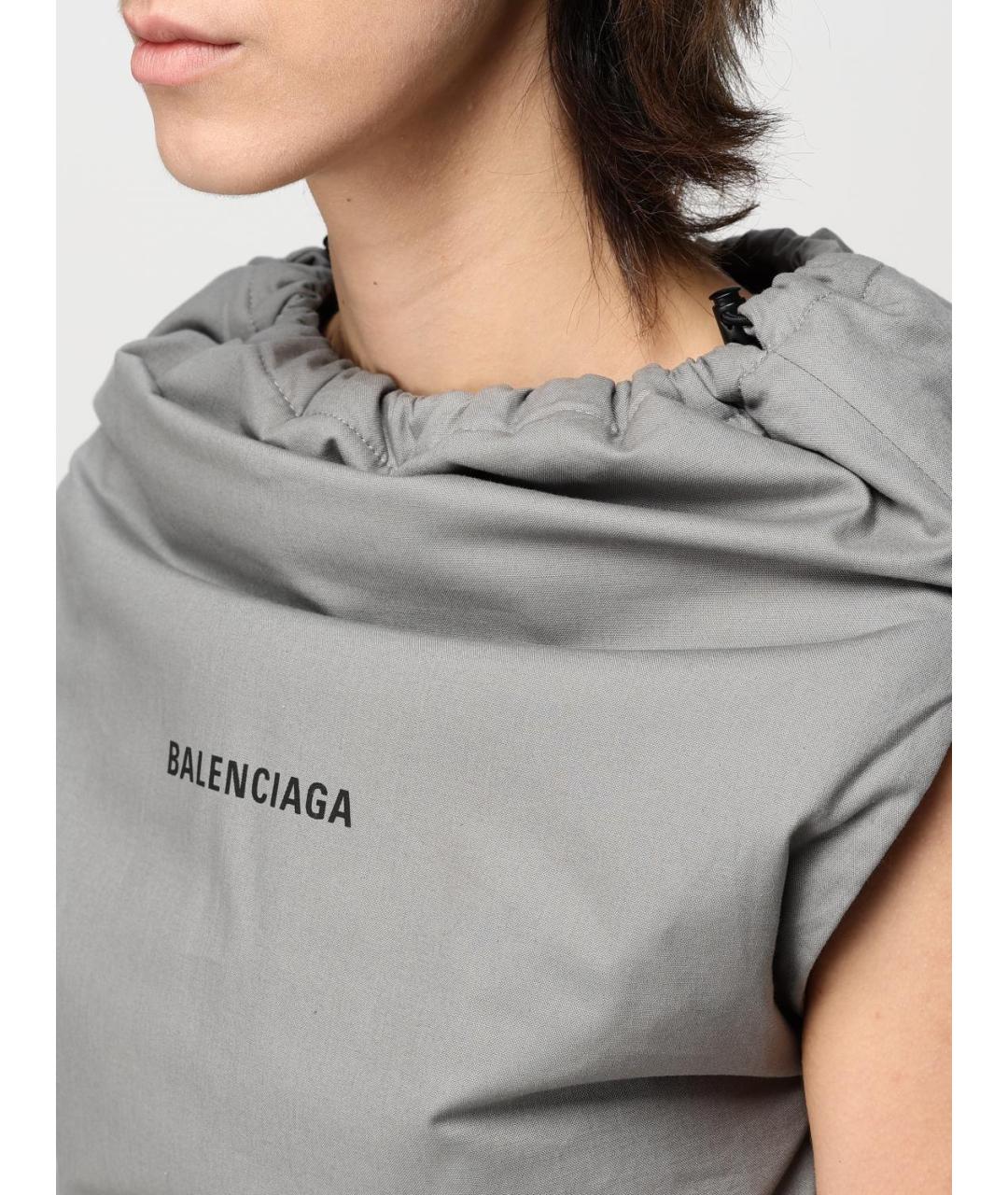 BALENCIAGA Серая хлопковая майка, фото 6