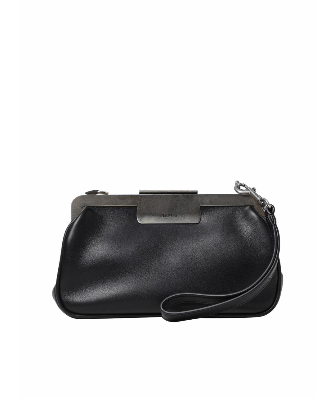 MAX MARA Черная кожаная сумка с короткими ручками, фото 1