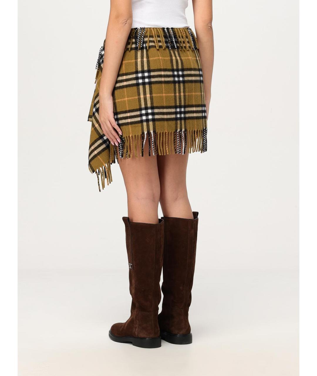BURBERRY Бежевая шерстяная юбка мини, фото 3