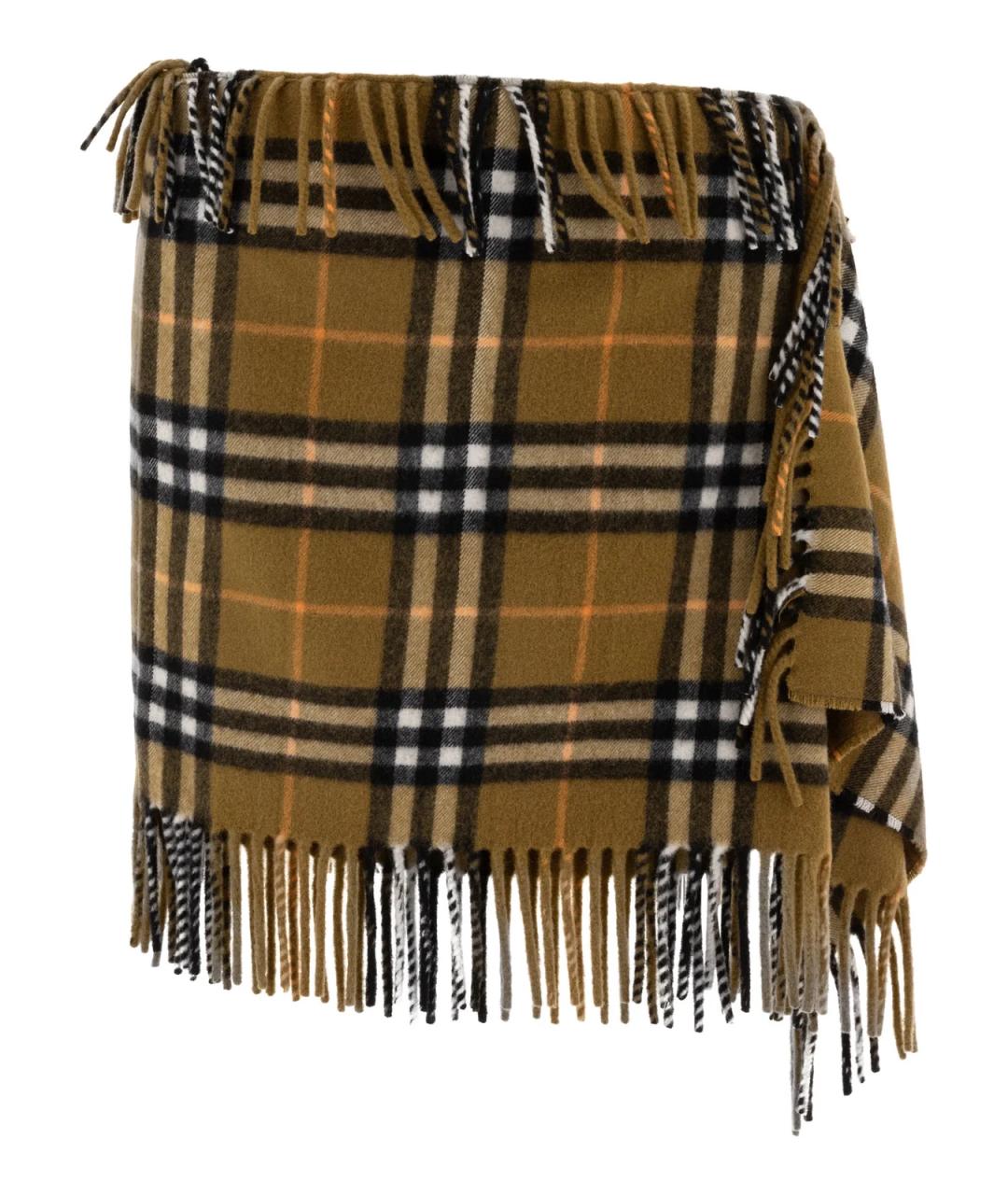 BURBERRY Бежевая шерстяная юбка мини, фото 1