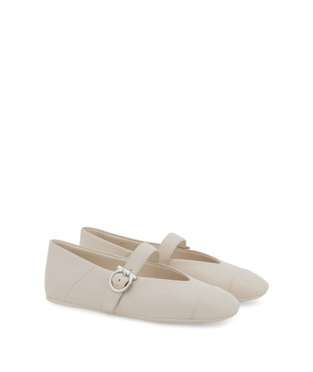 FERRAGAMO Бежевые балетки, фото 4