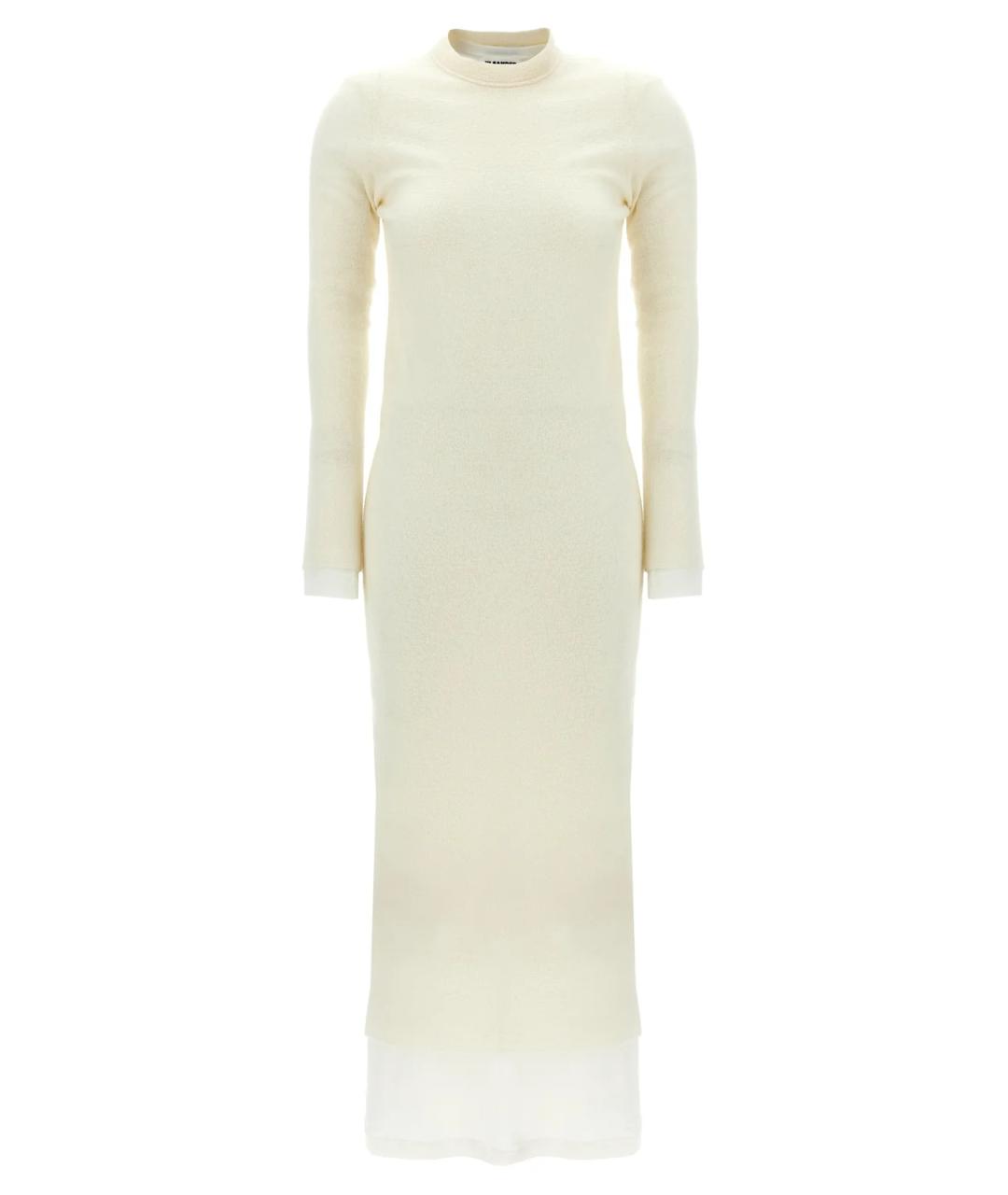 JIL SANDER Белое шерстяное повседневное платье, фото 1