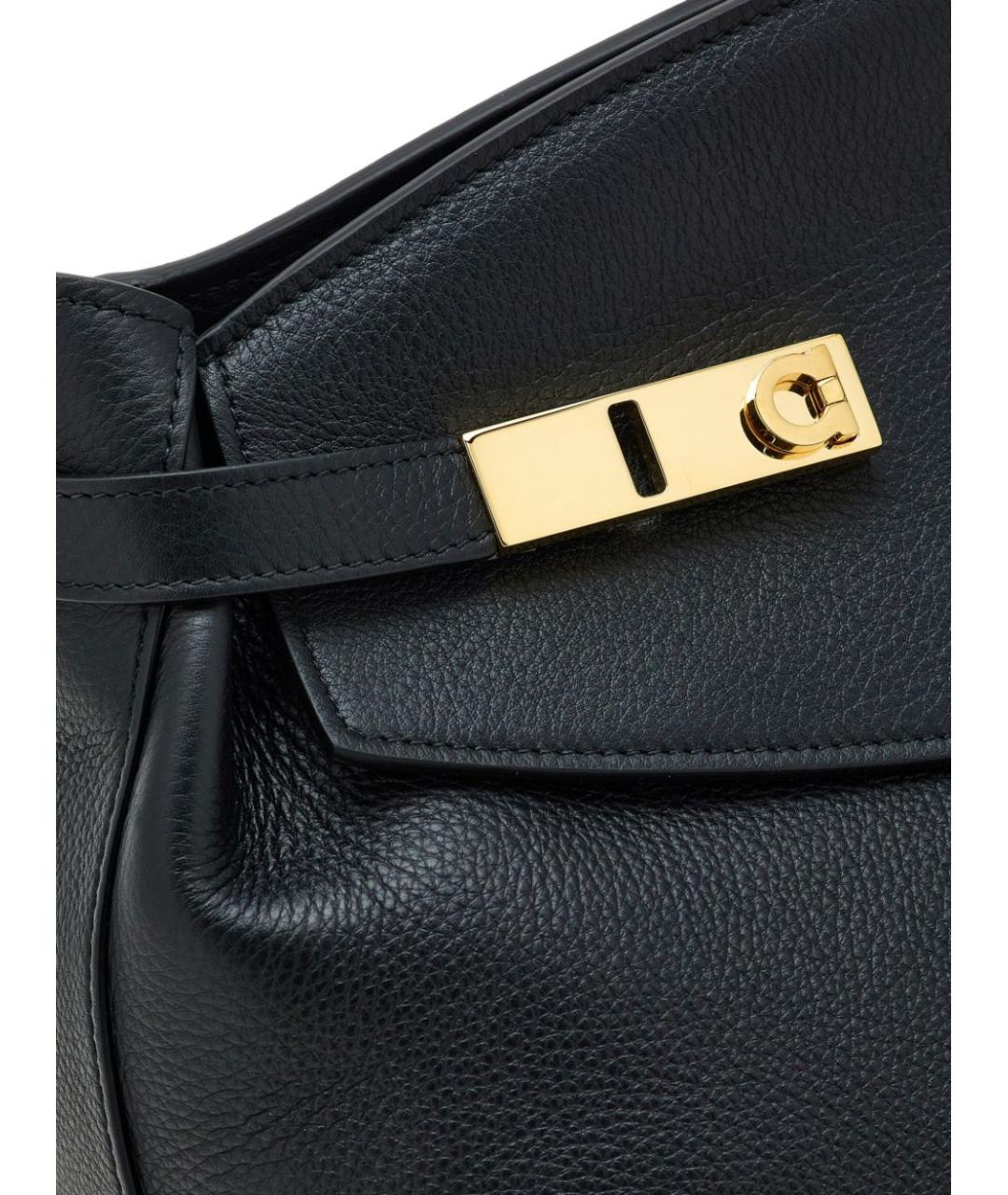 FERRAGAMO Черная кожаная сумка через плечо, фото 5