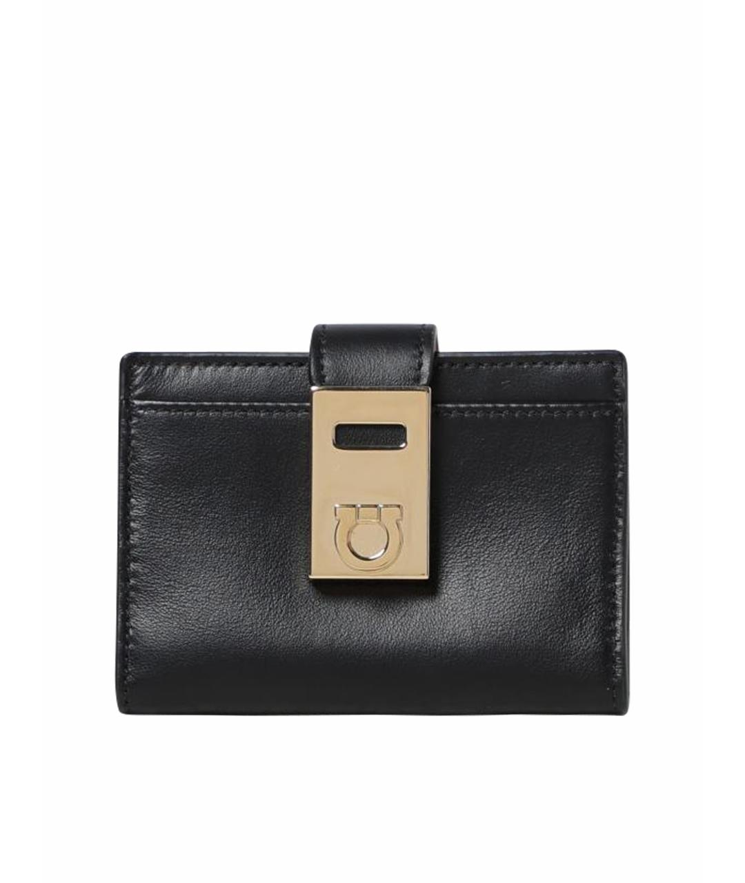 FERRAGAMO Черный кожаный кошелек, фото 1