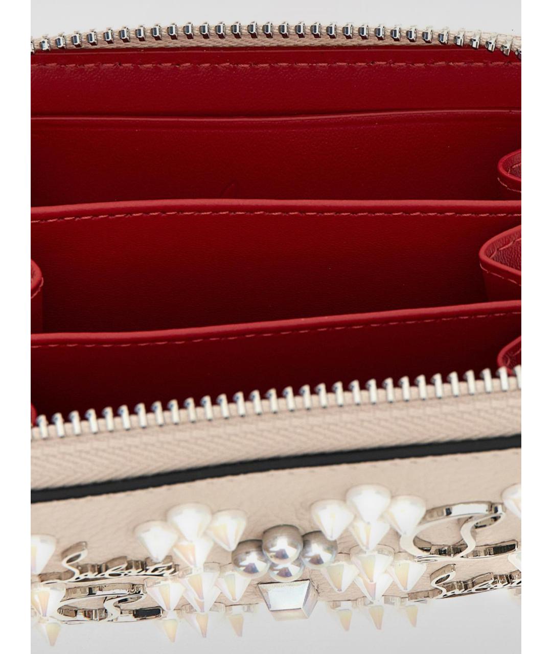 CHRISTIAN LOUBOUTIN Бежевый кожаный кошелек, фото 3