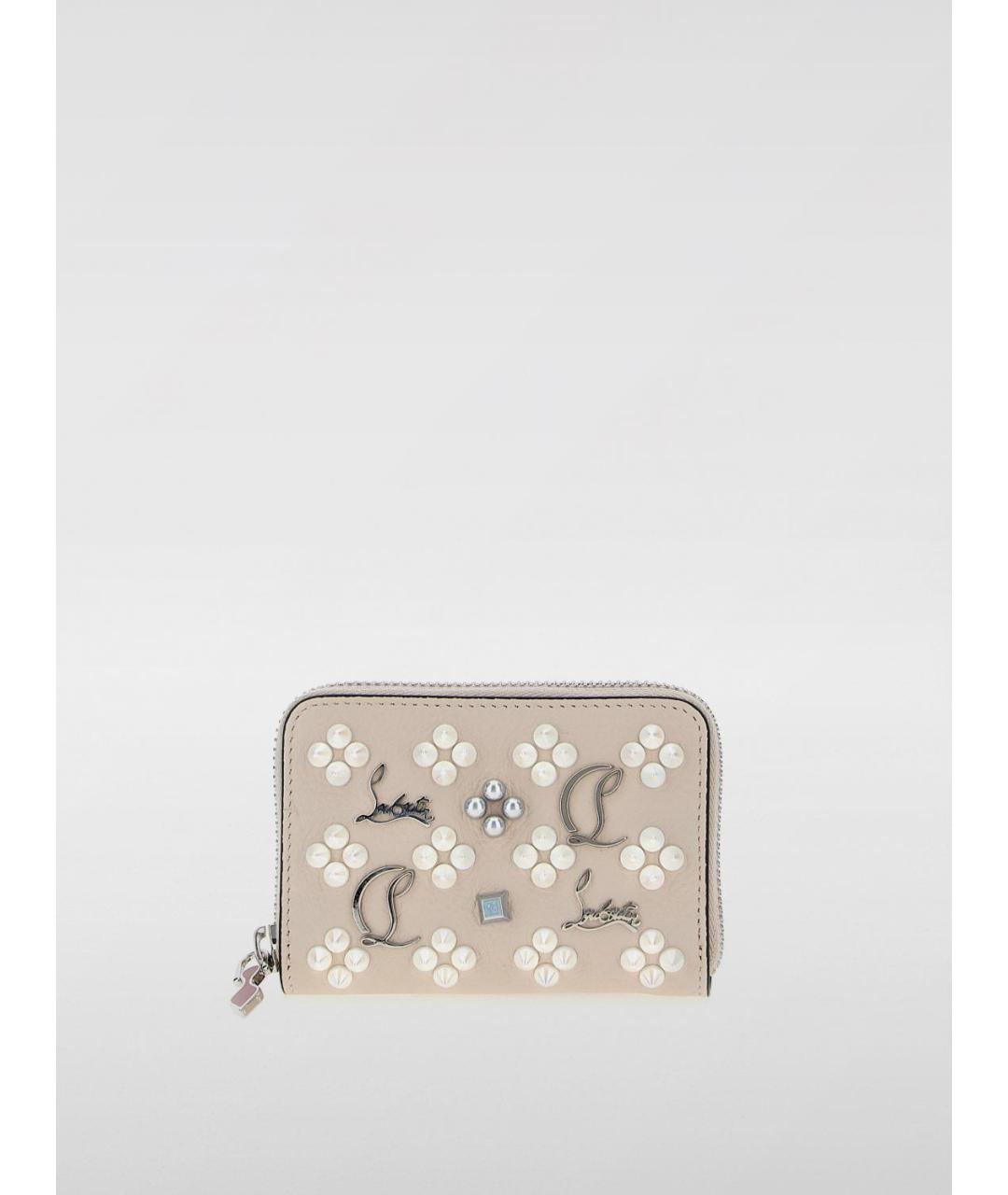 CHRISTIAN LOUBOUTIN Бежевый кожаный кошелек, фото 4