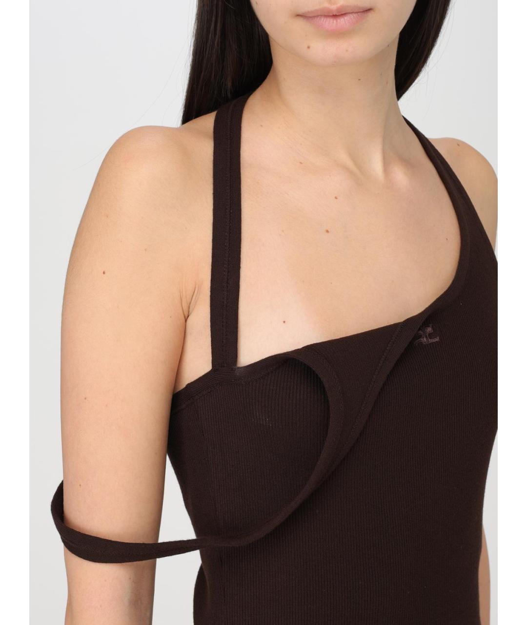 COURREGES Коричневое вискозное платье, фото 6